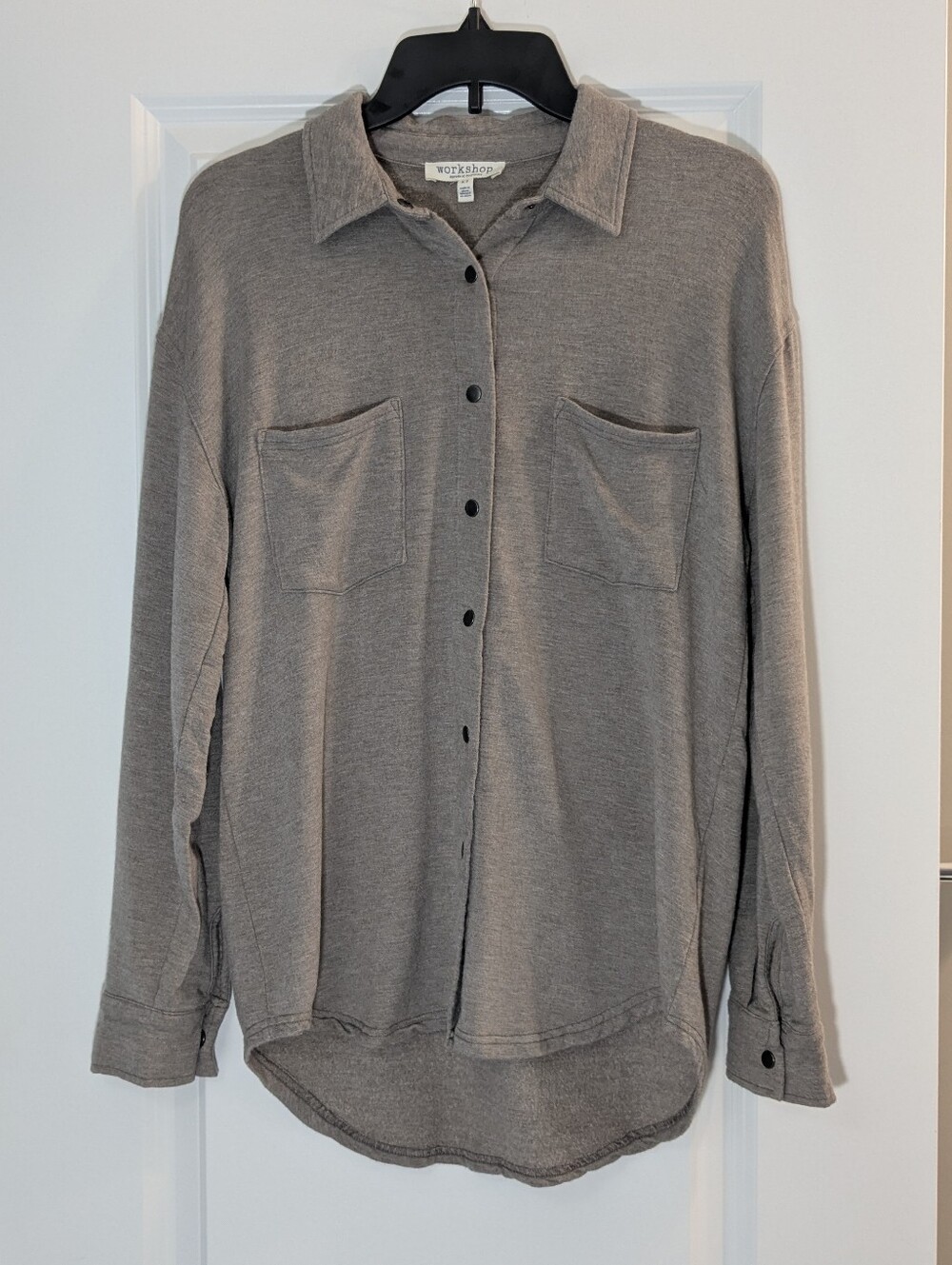 Workshop Republic Clothing Women's Long Sleeve Heather Gray-Brown, Size S/P